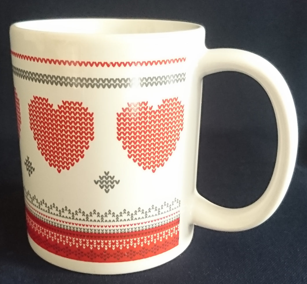 KAFFEETASSE - Keramik / Steingut, Herz Stern Streifen Symbol Zeichen Motiv Dekor