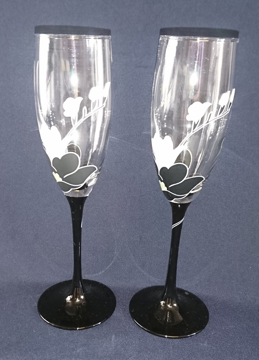 2er Set SEKT~ GETRÄNKEGLÄSER - Hartglas, Orchideenblüten Blumen Pflanzen Blatt Blätter Motiv Dekor