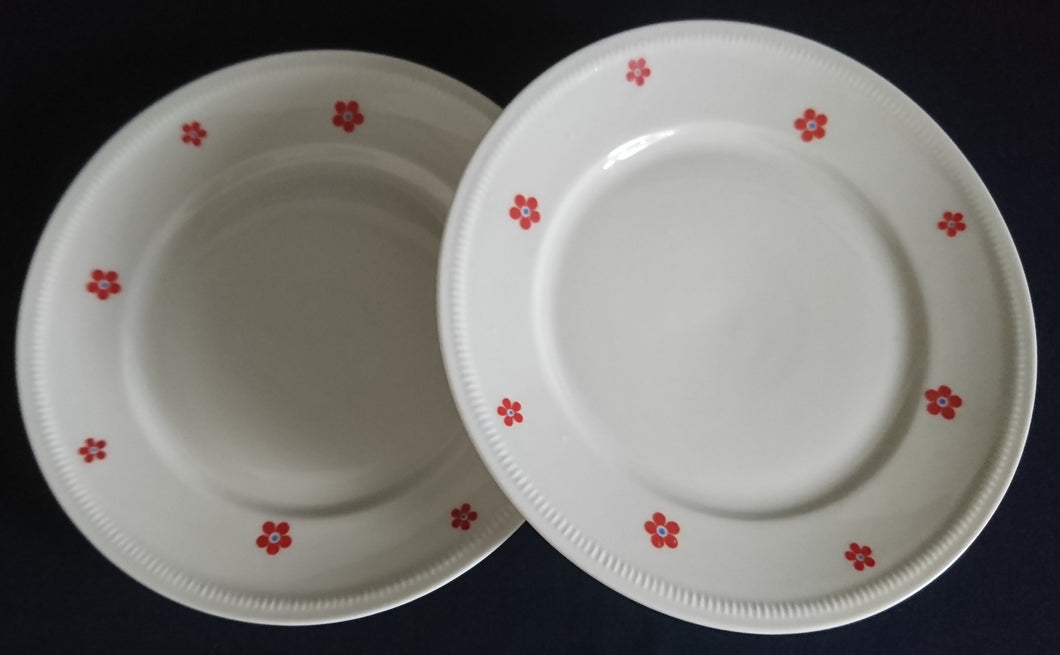 2er Set DESSERTTELLER - Porzellan, Flora Blumenblüten Relief Motiv Dekor