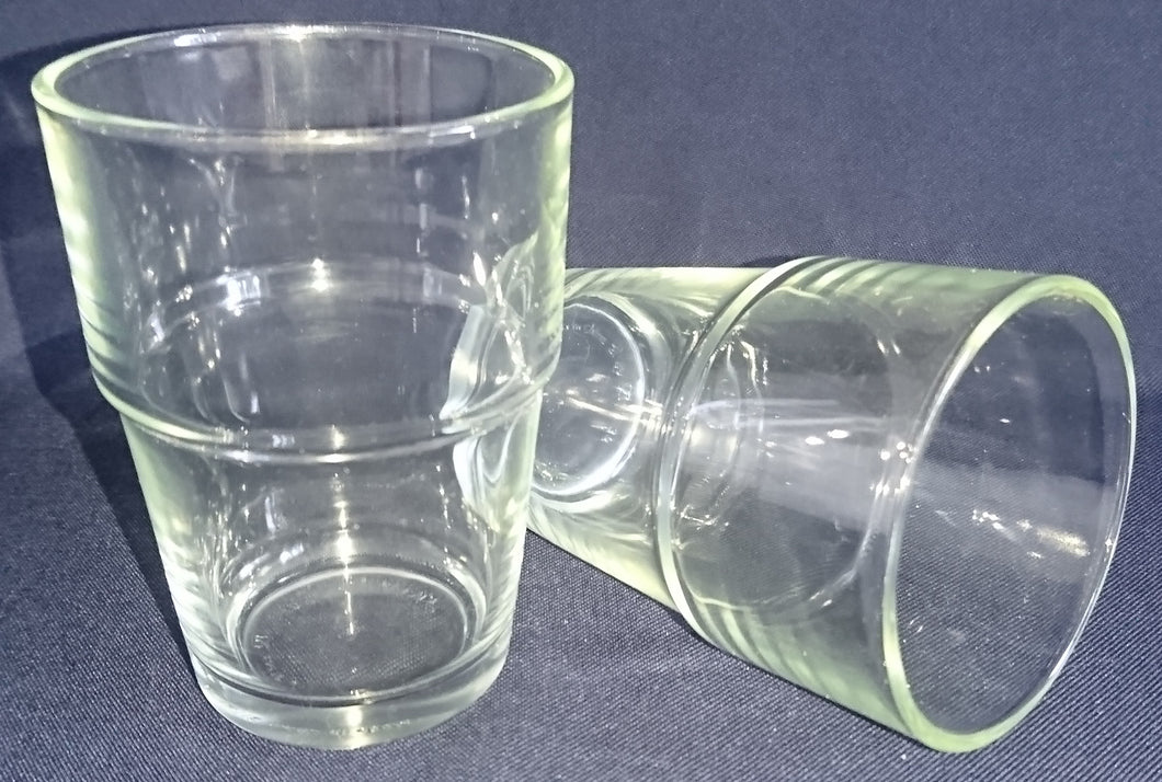 2er Set GETRÄNKEGLÄSER - Hartglas, Mittiger Relief Halte Knick Form Motiv Dekor