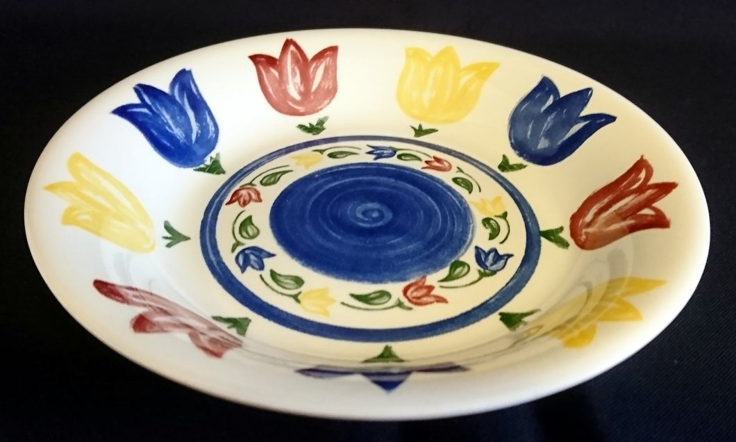 SUPPENTELLER - Keramik / Steingut, Flora Blumenblüten Tulpen Kreis Linien Striche Motiv Dekor (BC)