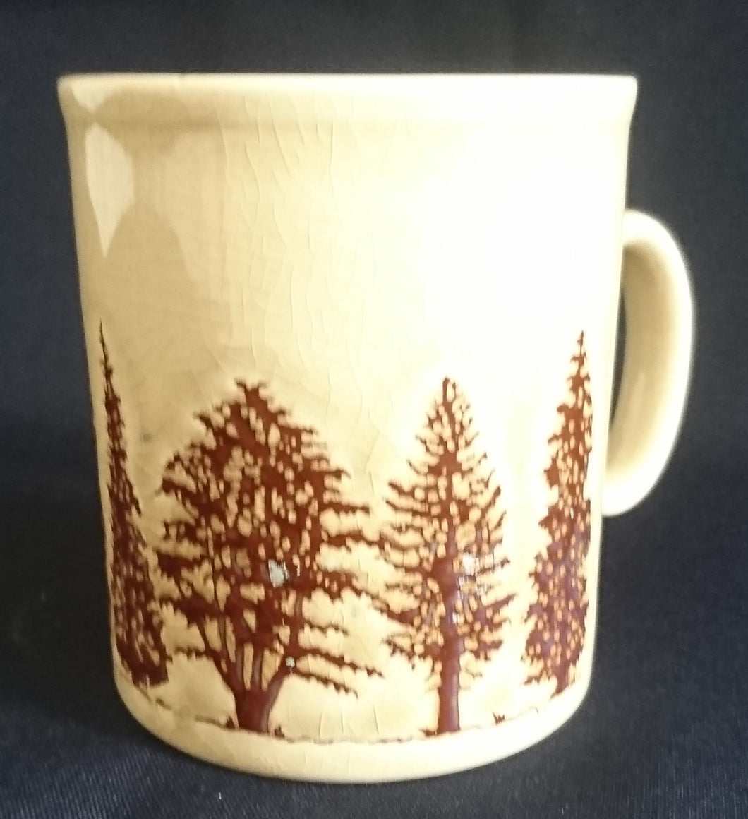 KAFFEETASSE - Keramik / Steingut, Flora Natur Baum Bäume Holz Relief Motiv Dekor