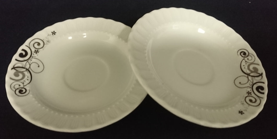2er Set ESPRESSO UNTERTASSEN - Porzellan, Kreise Spiralen Linien Abstrakt Punkte Relief Motiv Dekor