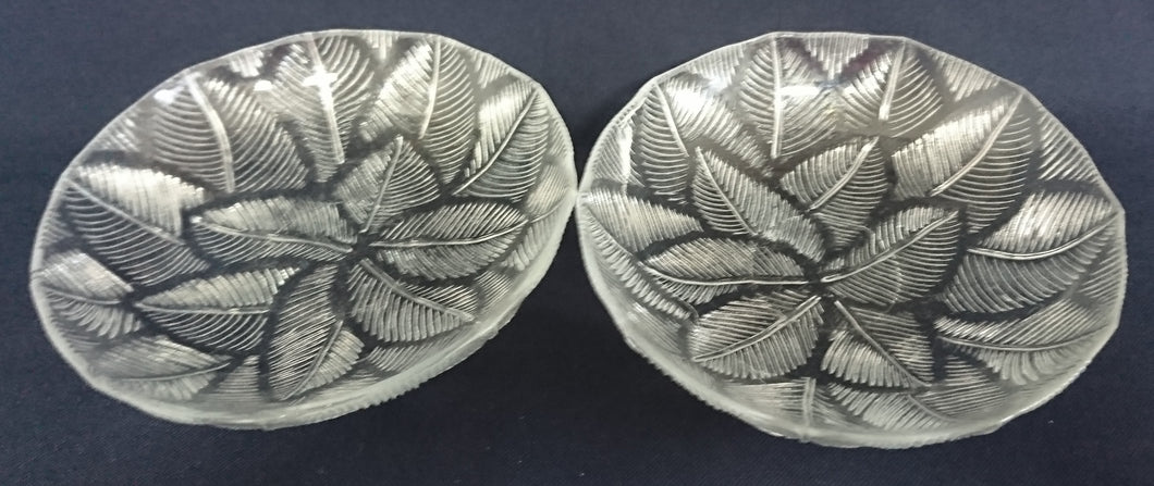 2er Set DESSERTSCHALEN - Hartglas, Flora Blatt Blätter Pflanzen Relief Motiv Dekor