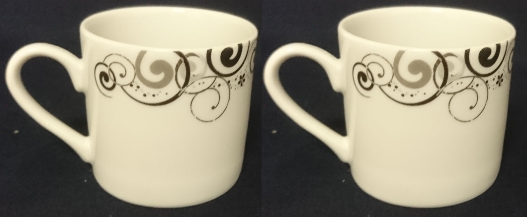 2er Set ESPRESSO~ KAFFEETASSEN - Porzellan, Abstrakt Geometrische Kreise Wirbel Spiralen Motiv Dekor