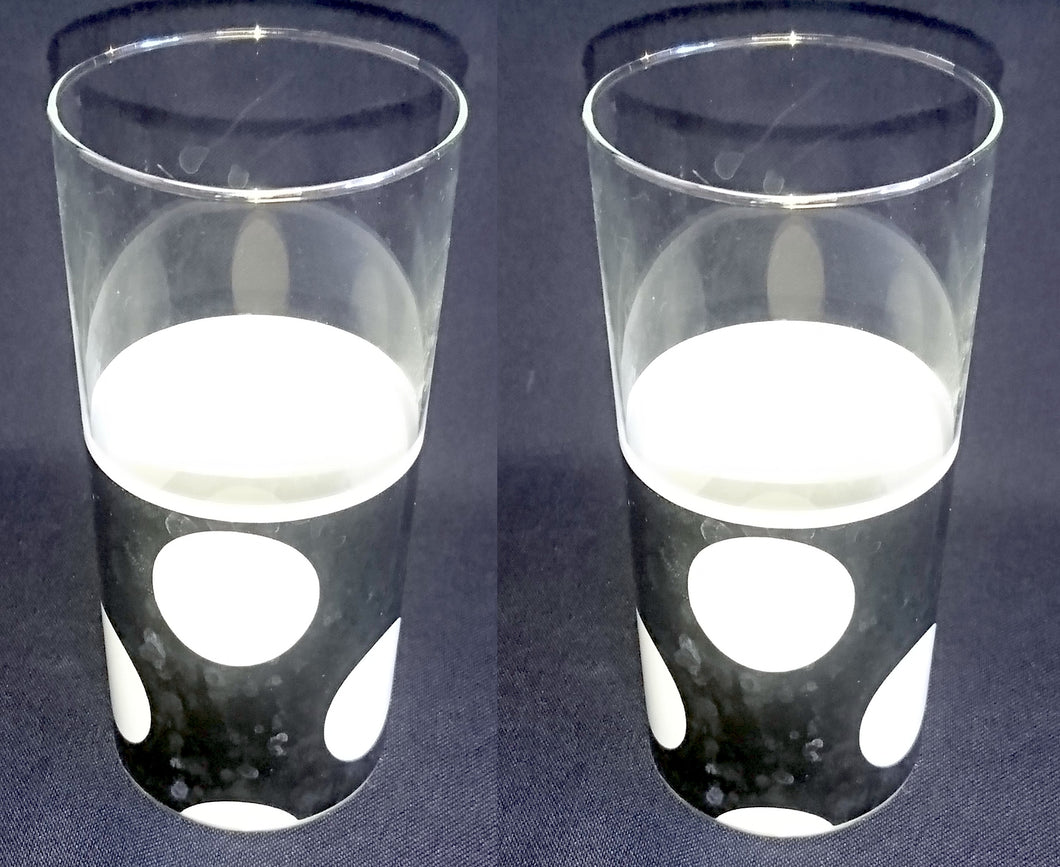 2er Set LONGDRINK~ GETRÄNKEGLÄSER - Hartglas, Kreise Punkte Motiv Dekor