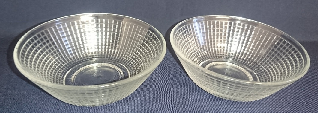 2er Set SALATSCHALEN - Hartglas, Karo Gitternetz Linien Relief Motiv Dekor