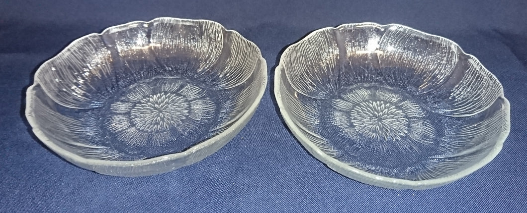 2er Set DESSERTSCHALEN - Hartglas, Flora Blüten Blatt Blätter Fasern Motiv Dekor