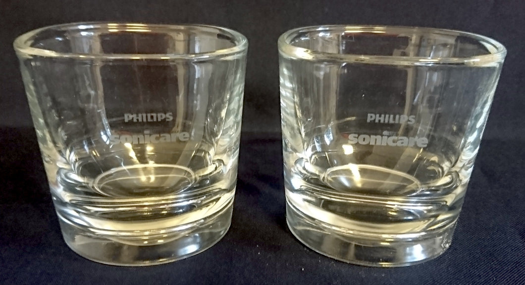 2er Set WHISKEY~ WHISKY~ GETRÄNKEGLÄSER - Hartglas, Aufschrift Philips Sonicare mattiert Motiv Dekor
