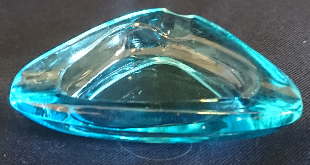 KLEINER ASCHENBECHER - Hartglas, Blauer Geometrische Dreieckige Abgerundete Form Dekor