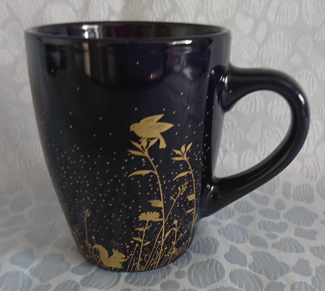 KAFFEETASSE - Keramik / Steingut, Flora Fauna Natur Pflanzen Wildnis Vogel Eichhörnchen Wolf Motiv Dekor