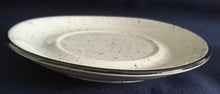 Lade das Bild in den Galerie-Viewer, 2er Set SUPPENTASSEN UNTERTELLER - Keramik / Steingut, Linien Dekor Rand Gesprenkeltes Motiv Dekor
