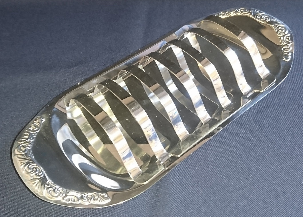 TOASTSCHEIBEN~ SERVIERHALTER - Metall, Oval Abstrakt Relief Motiv Dekor