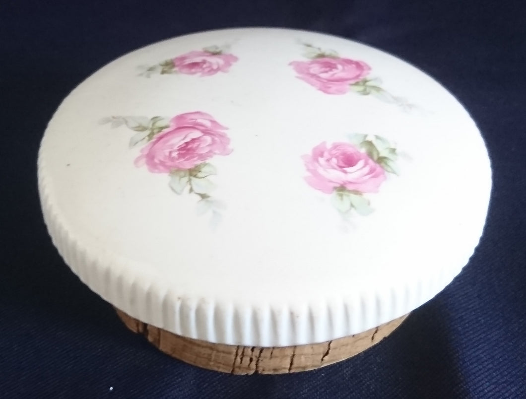 BEHÄLTERDECKEL - Porzellan & Kork, Flora Rosenbouquet Blumenblüten Blatt Blätter Motiv Dekor (nBC)