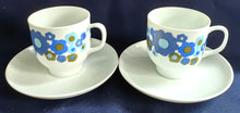 Lade das Bild in den Galerie-Viewer, 2er MOCCA~ KAFFEEGEDECK - Porzellan, Flora Blumenblüten Pflanzen Motiv Dekor
