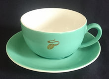 Lade das Bild in den Galerie-Viewer, 2er Set CAPPUCCINO~ KAFFEETASSEN - Porzellan, Goldene Tchibo Kaffeebohne Motiv Dekor
