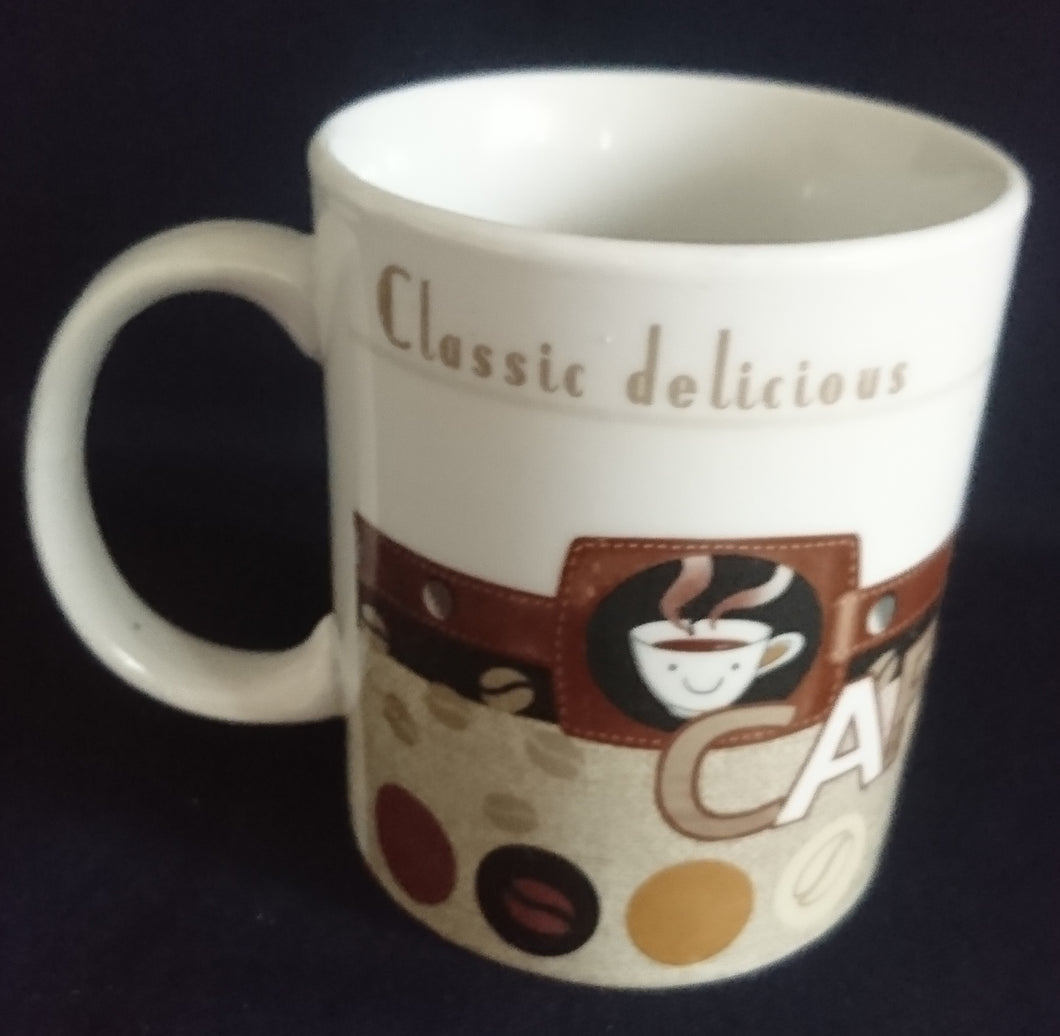 KAFFEETASSE - Porzellan, Kaffeebohnen Cafe Classic Delicious Aufschrift Dekor