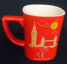 Lade das Bild in den Galerie-Viewer, 2er Set THERMO KAFFEETASSEN - Porzellan, Twitter #GoodMorningLondon Nescafe Aufschrift Big Ben Tower Bridge Motiv Dekor
