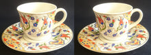 Lade das Bild in den Galerie-Viewer, MOCCA~ KAFFEETASSE &quot;Junbostar&quot; - Porzellan, Goldrand Linien Flora Blumenblüten Pflanzen Motiv Dekor
