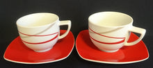 Lade das Bild in den Galerie-Viewer, 12 Teiliges KAFFEESERVICE &quot;Novel&quot; - Porzellan, Geometrisches Linien Striche Abstrakt Breiter Rand Motiv Quadratische Form Motiv Dekor
