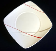 Lade das Bild in den Galerie-Viewer, 12 Teiliges KAFFEESERVICE &quot;Novel&quot; - Porzellan, Geometrisches Linien Striche Abstrakt Breiter Rand Motiv Quadratische Form Motiv Dekor
