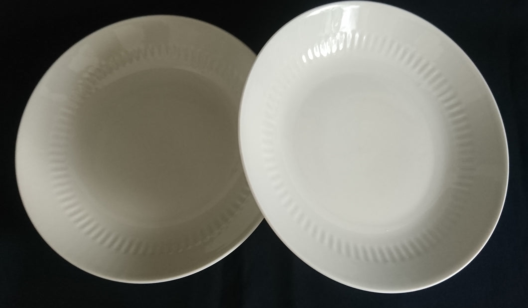 2er Set SUPPENTELLER - Porzellan, Einfärbiges Linien Striche Relief Motiv Dekor