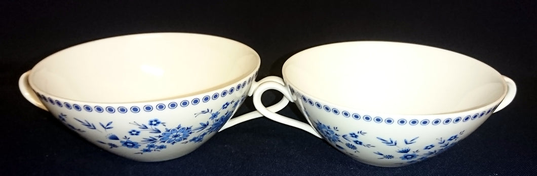2er Set SUPPENTASSEN - Porzellan, Flora Pflanzen Blumenblüten Kreise Punkte Rand Motiv Dekor