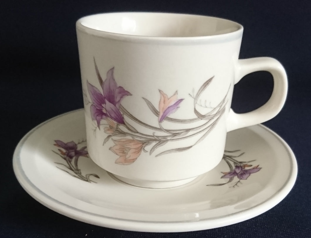 2er Set KAFFEEGEDECK - Keramik / Steingut, Flora Lilien Blumenblüten Pflanzen Motiv Dekor