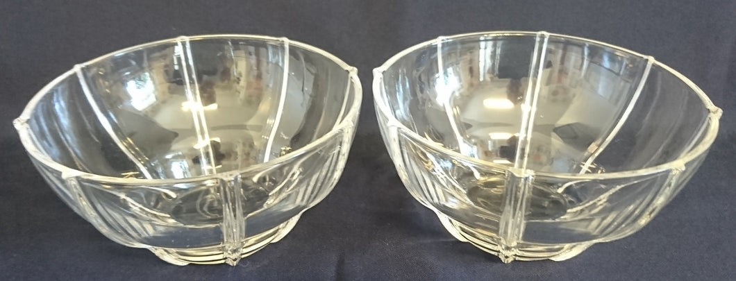 2er Set DESSERTSCHALEN - Hartglas, Senkrechte Linien Relief Motiv Dekor