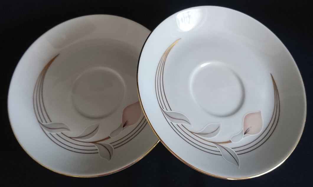 2er Set UNTERTASSE - Porzellan, Goldrand Flora Blumenblüte Relief Motiv Dekor