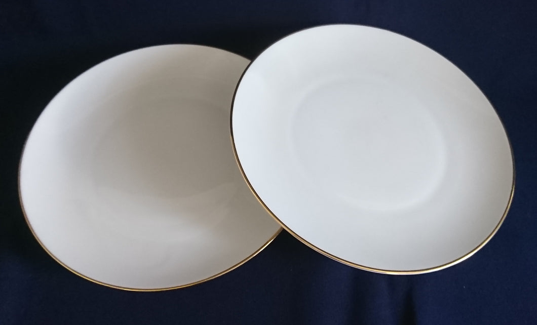 2er Set DESSERTTELLER - Porzellan, Klassisch Goldrand Dekor