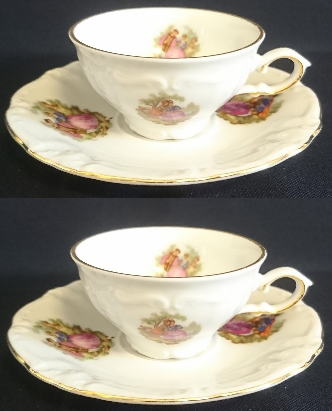 2er Set 2er MOCCAGEDECK - Porzellan, Goldrand Barock Dekor