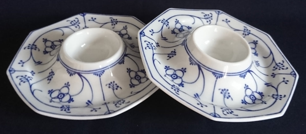 2er Set EIERBECHER - Porzellan, Indisch Blau Strohblume Motiv Dekor