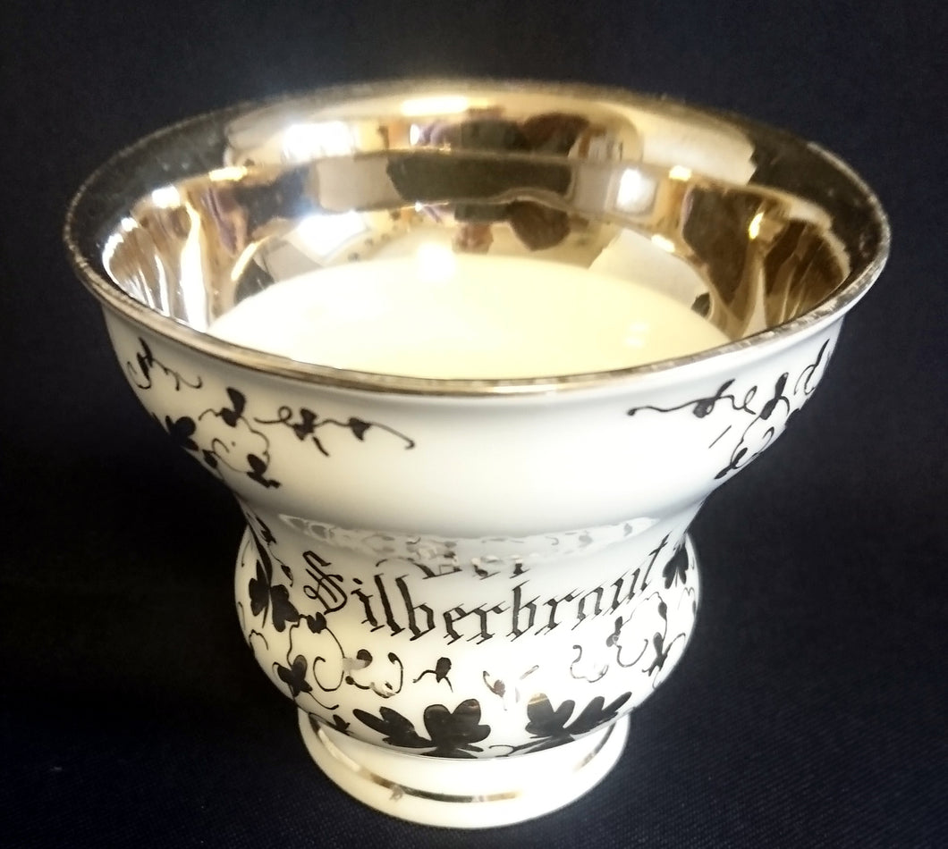 TEETASSE - Porzellan, Abstrakt Hochzeitsehe Rankenblätter Schriftzug Braut Motiv Dekor