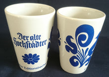 Lade das Bild in den Galerie-Viewer, 6er Set APFELWEIN TRINKBECHER &quot;Limited Edition Nr. 2&quot; - Keramik / Steingut, Abstrakt Blumen Schriftzug Motiv Dekor
