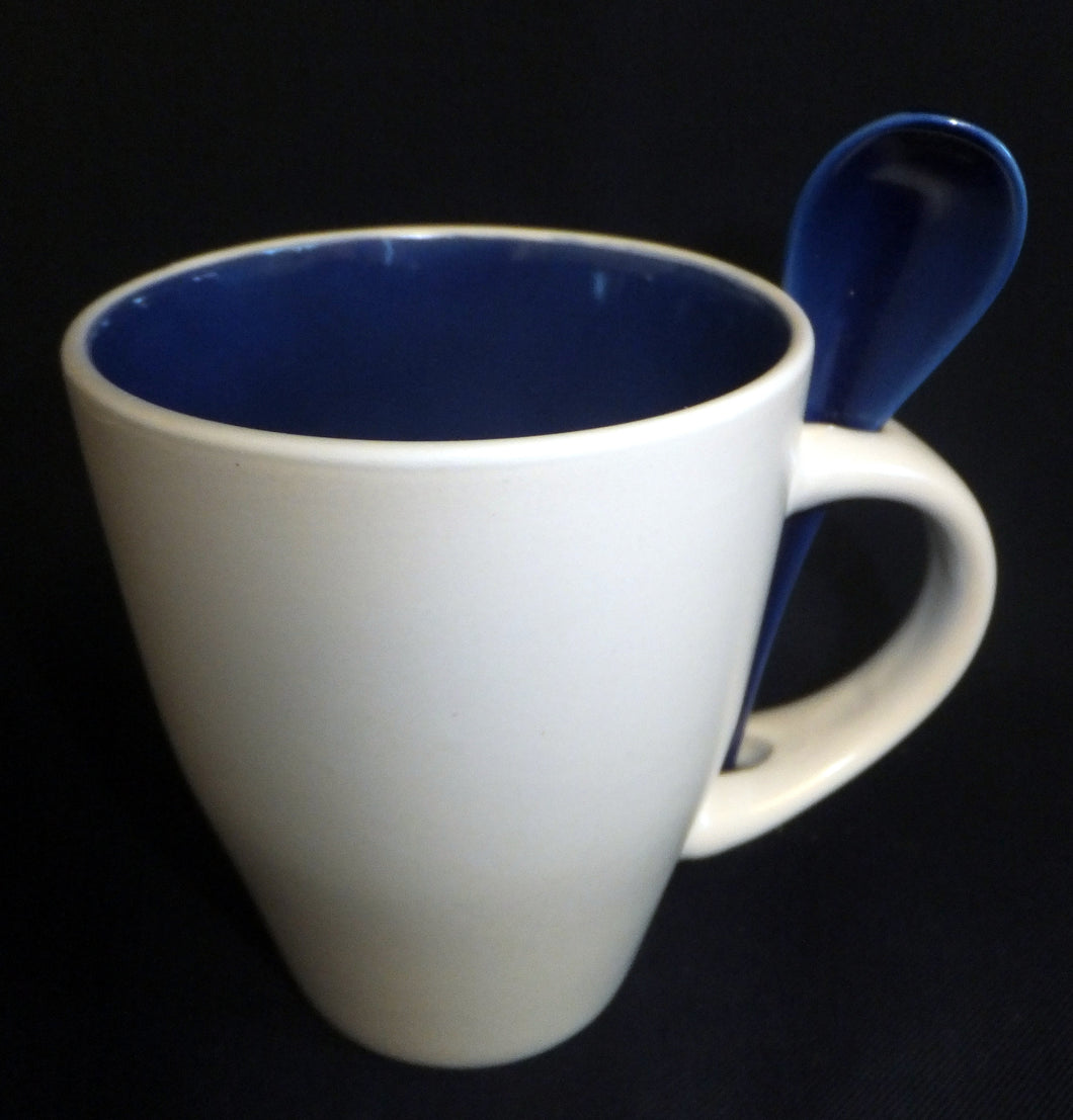 KAFFEETASSE & LÖFFEL - Keramik / Steingut, Klassisch Modern Zweifärbiges Dekor