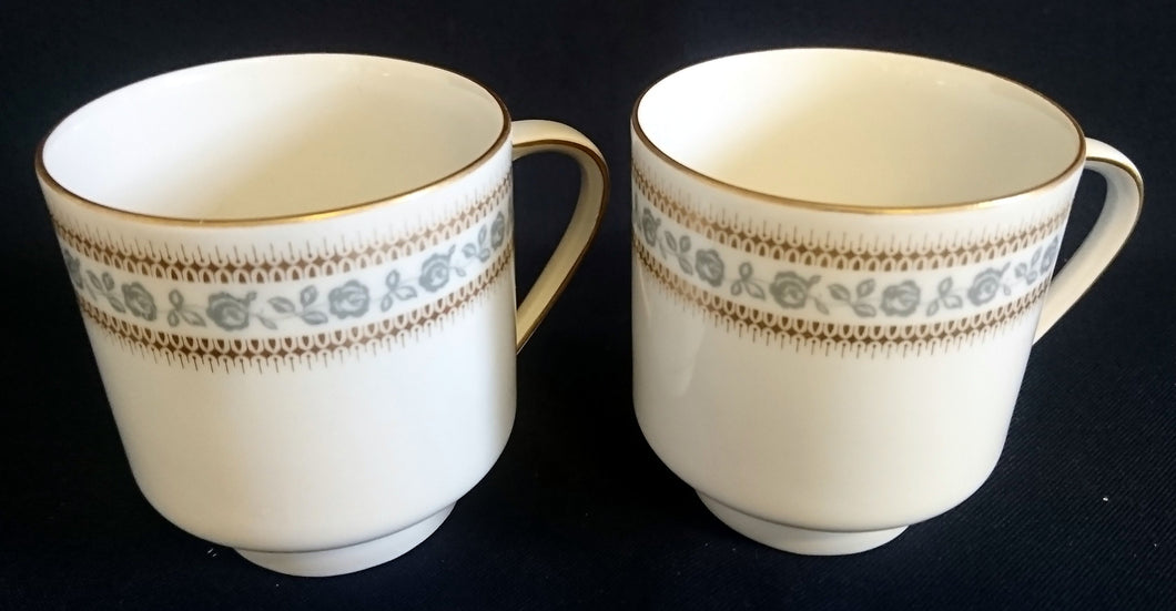 2er Set MOCCA KAFFEETASSEN - Porzellan, Goldrand Abstrakt Rosen Blumen Blüten Blatt Bältter Pflanzen Motiv Dekor