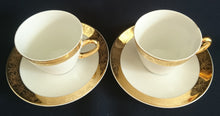 Lade das Bild in den Galerie-Viewer, 12 Teiliges KAFFEESERVICE - Porzellan, Goldrand Breit Abstrakt Geometrisch Pflanzen Flora Motiv Dekor

