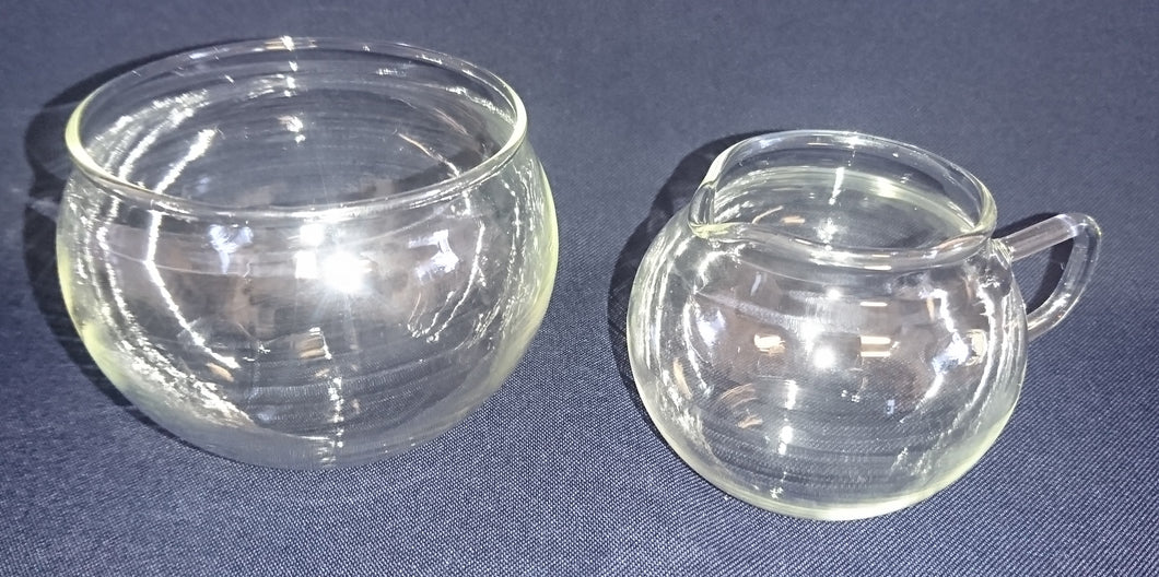 2er Set MILCHKÄNNCHEN & ZUCKERSCHALE - Press- / Hartglas, Einfärbiges Dekor