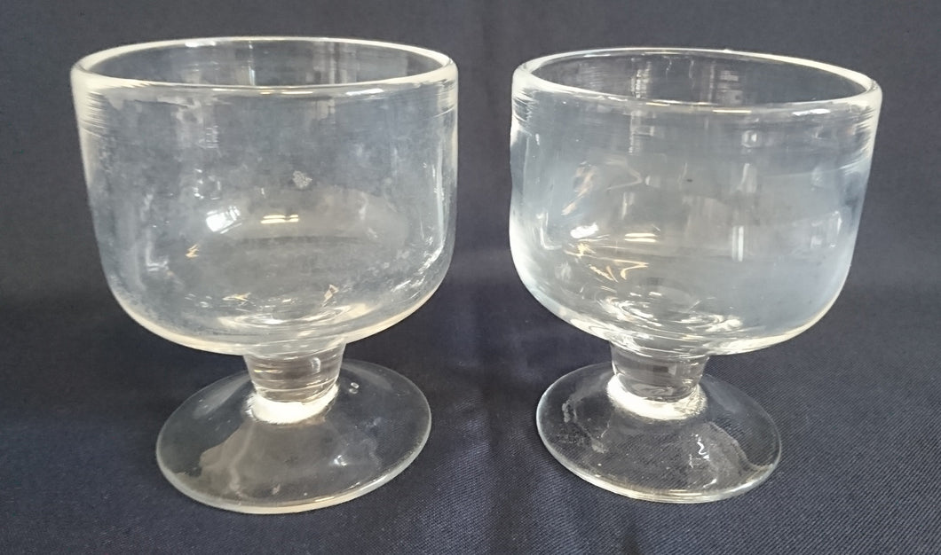 2er Set EISDESSERT BECHER - Press- / Hartglas, Kreisförmiges Geometrisches Dekor