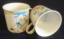 Lade das Bild in den Galerie-Viewer, 2er Set KAFFEETASSEN &quot;Porcelain Collection&quot; - Porzellan, Ländliches Gänse Schleifen Motiv Dekor
