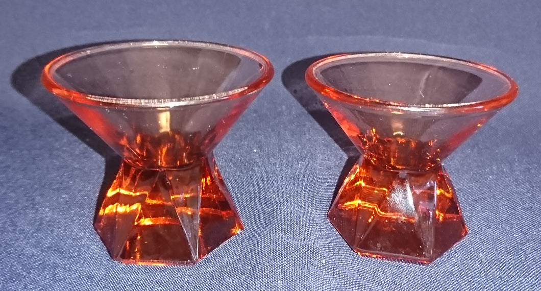 2er Set GETRÄNKEGLÄSER - Hartglas, Diamandförmiger Smaragd Standfuß Einfärbiges Schimmerndes Dekor