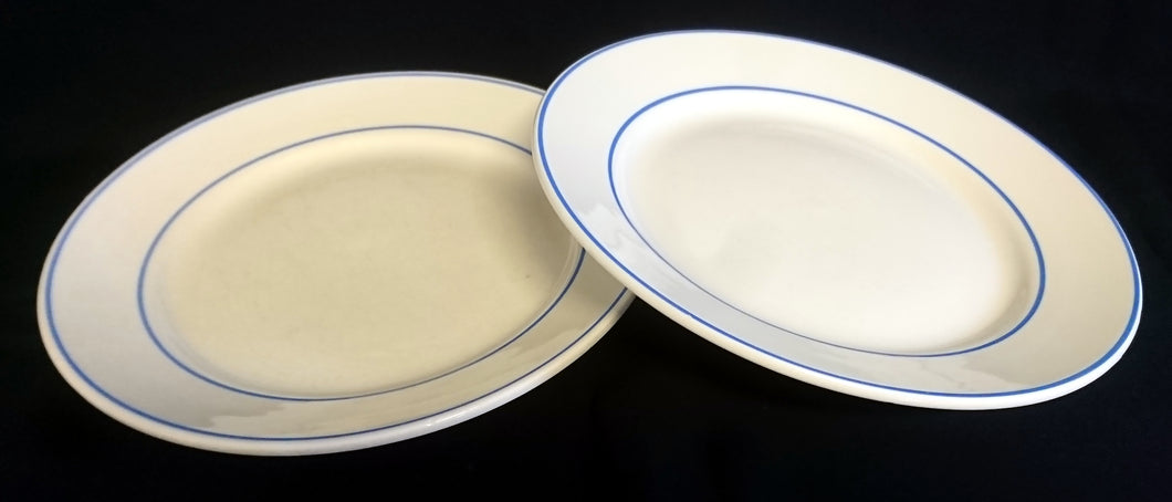 2er Set SPEISETELLER - Keramik / Steingut, 2faches Linien Dekor