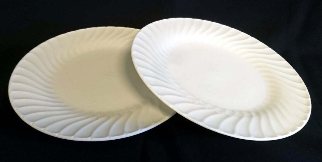 2er Set SPEISETELLER - Porzellan, Wellenartig Einfärbiges Dekor