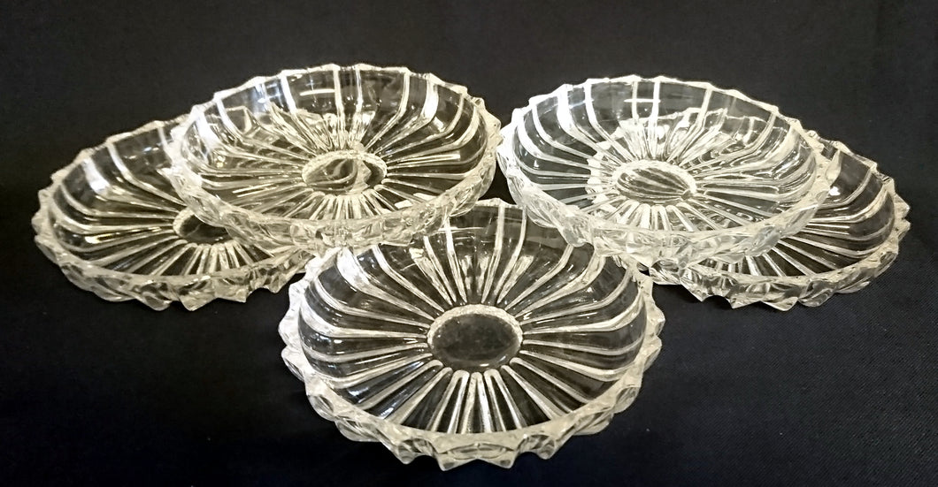 5er Set SALATSCHALEN - Hartglas, Geometrisch Ovales Linien Abstrakt Dekor