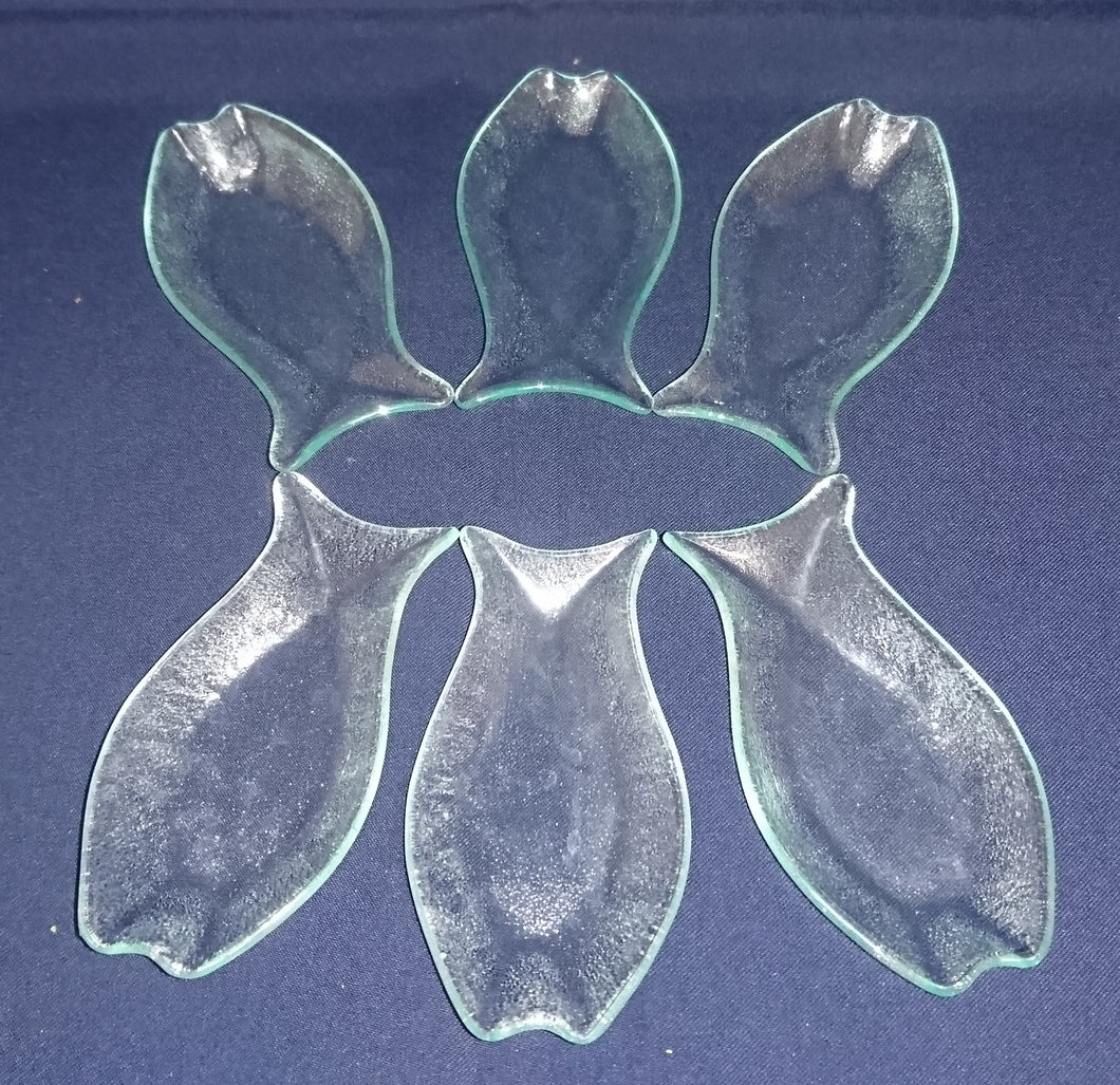 6er Set ABLAGESCHÄLCHEN - Hartglas, Klares Fischform Dekor