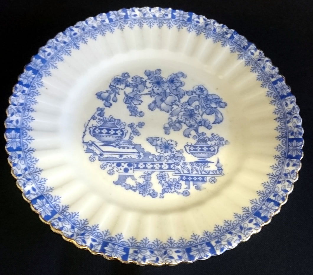 DESSERTTELLER - Porzellan, China Blau Goldrand Relief Dekor