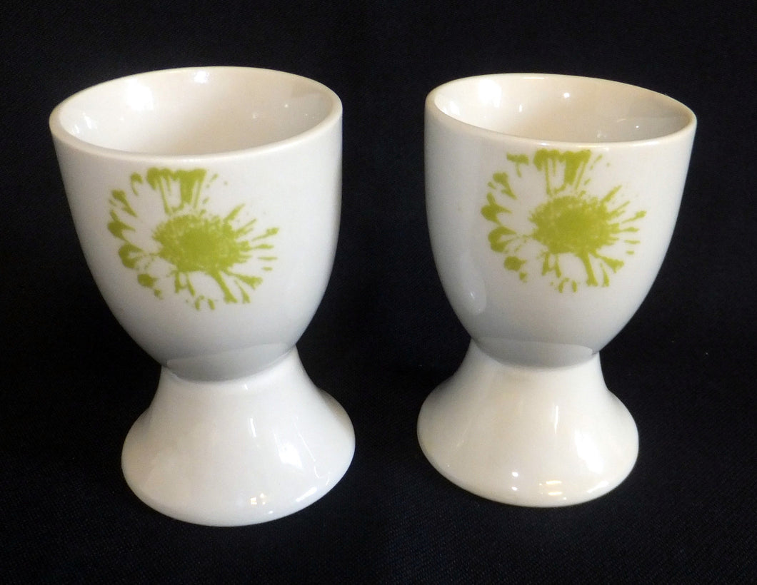 2er Set EIERBECHER - Porzellan, Farbklecks- / Fleck Dekor