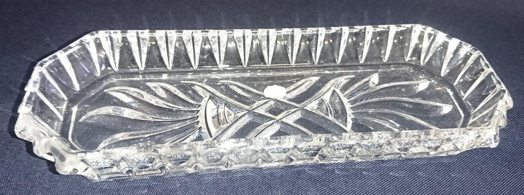 KLEINE GEBÄCKSCHALE - Kristallglas, Geometrisches Abstraktes Linien Dekor