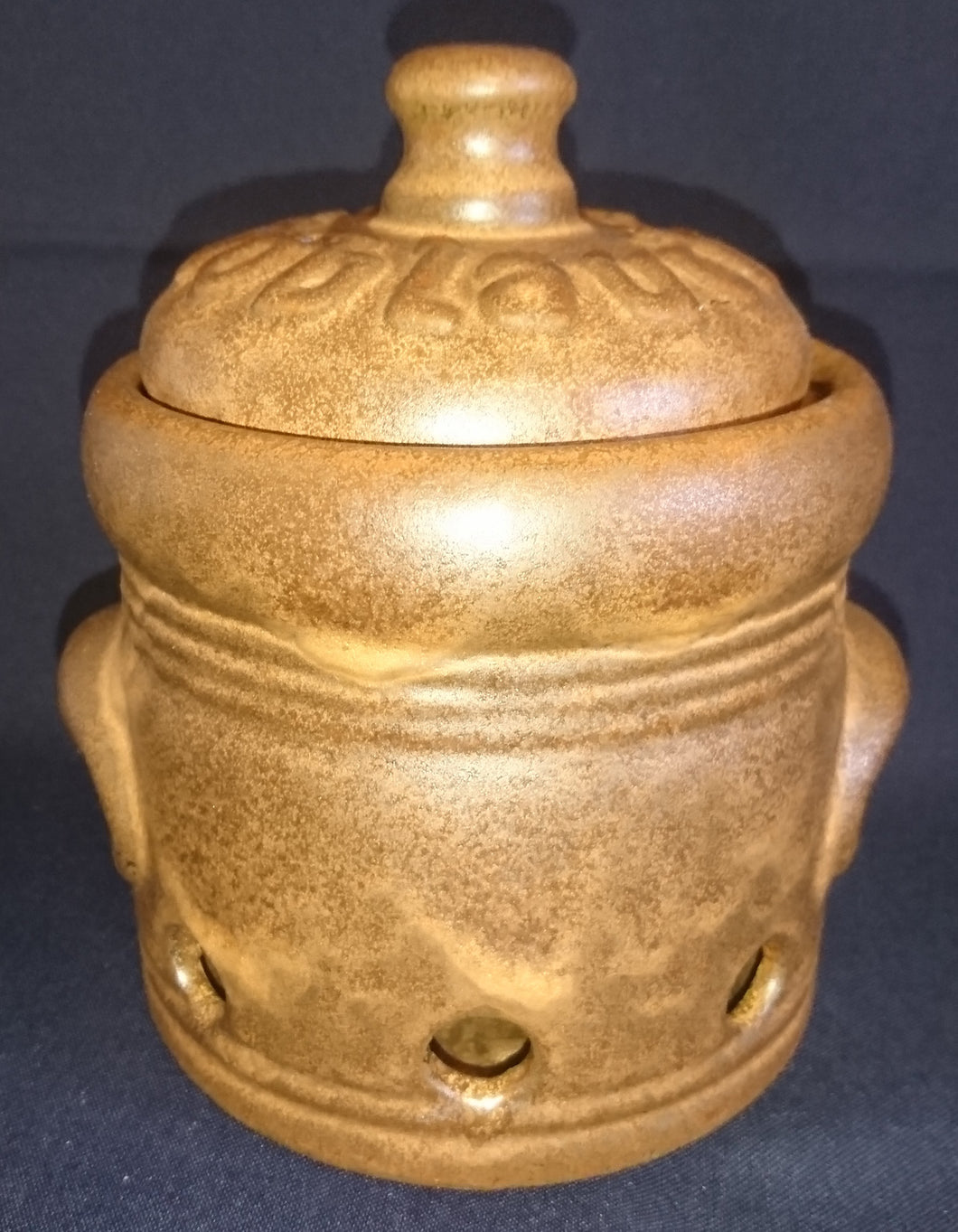 KNOBLAUCH-AUFBEWAHRUNGSBEHÄLTER MIT DECKEL - Keramik / Steingut, Schriftdekor